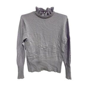 J Crew Sweater Size Small Ruffled Turtleneck Long Sleeve Keyhole Lavender Knit